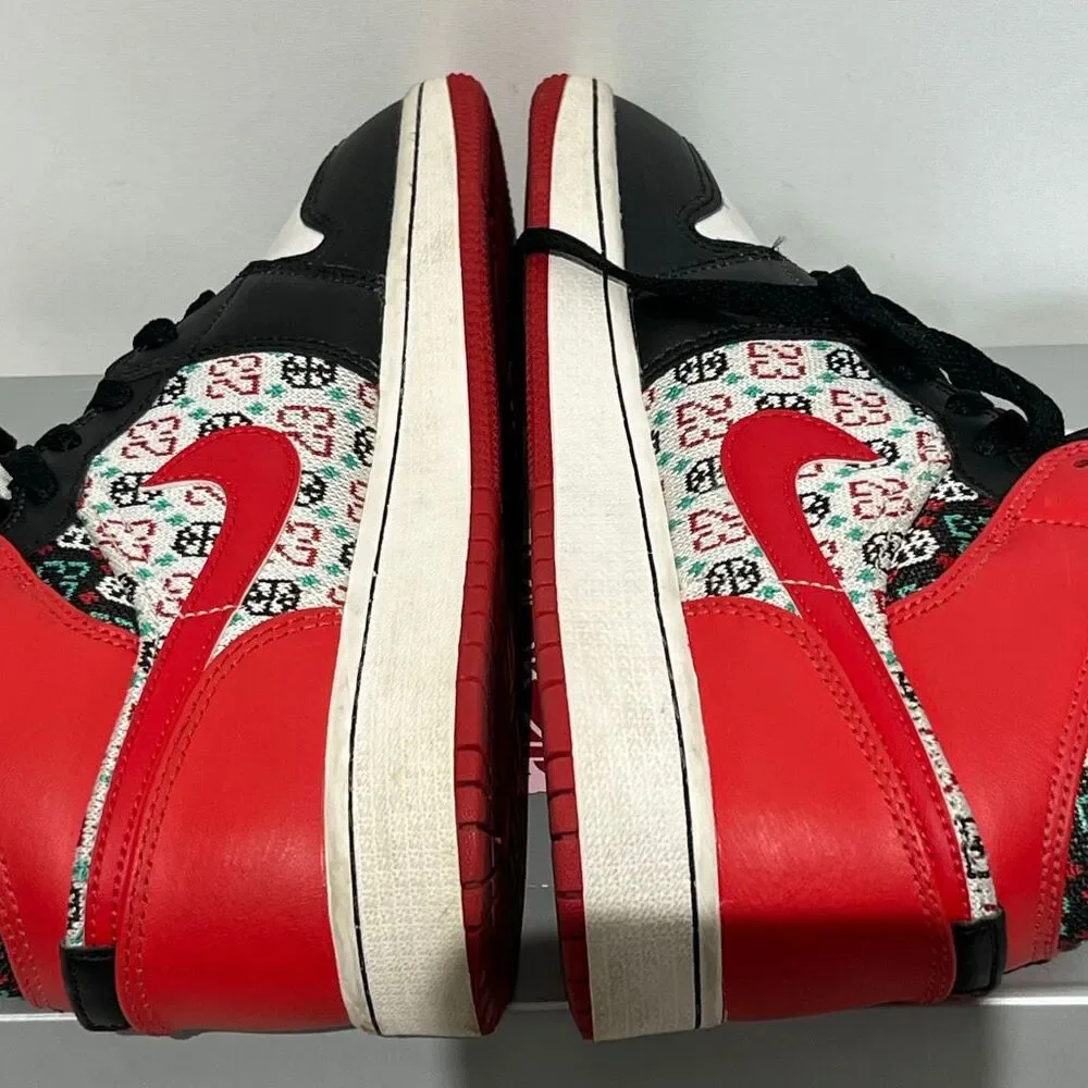 Nike Kids Multicolor Jordan 1 Mid Ugly Christmas Sweater Sneaker Shoes Size‎ 7Y